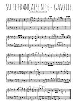 Téléchargez l'arrangement pour piano de la partition de Suite française N°6 Gavotte en PDF